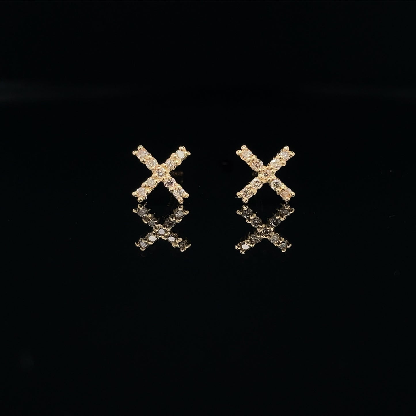 14k Gold VS1 Diamond "X" Stud Earrings