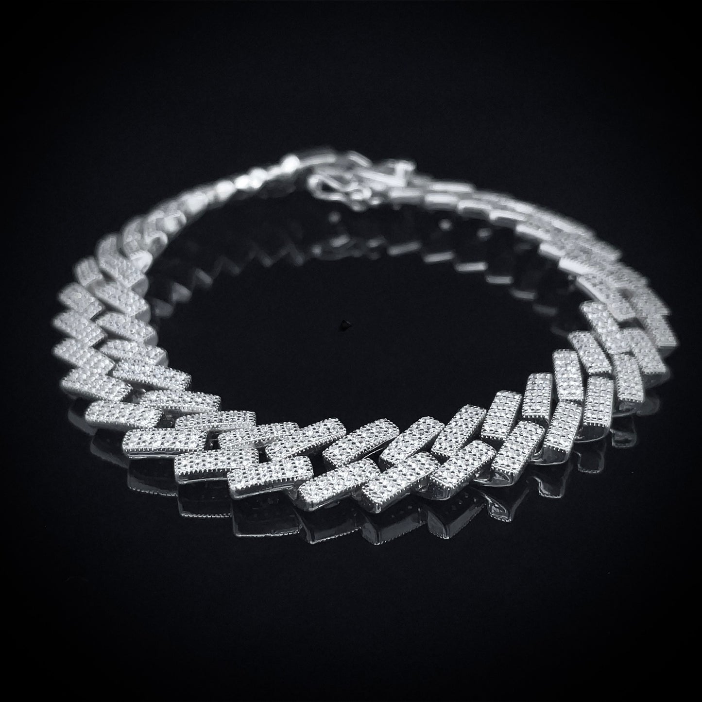 Iced Out 925 Square Miami Curb Bracelet 10.5mm