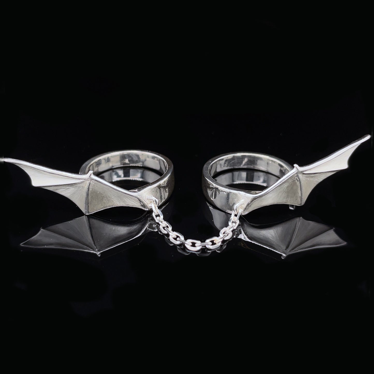 Connected Bat Wings Ring Pair