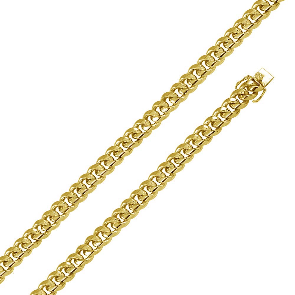 Miami Curb Chain Sterling Silver Gold Plated 16.5mm
