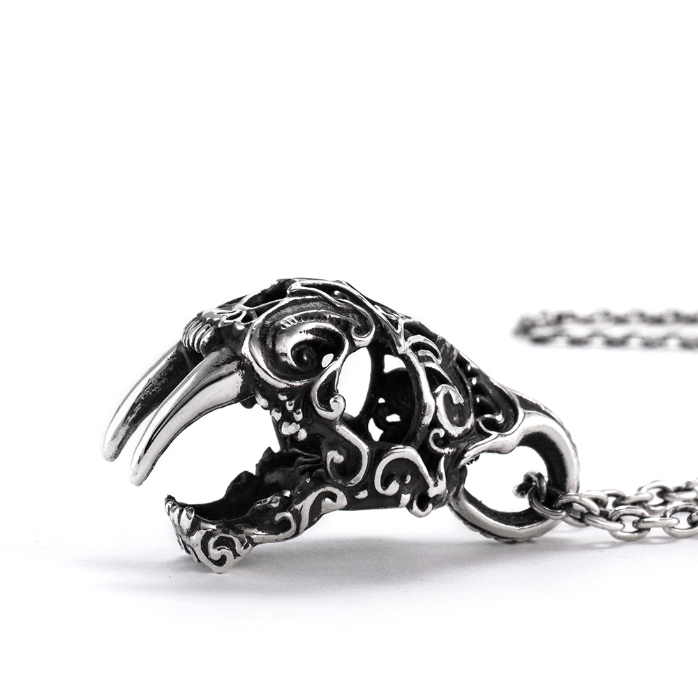 Art Nouveau Sabertooth Skull Pendant