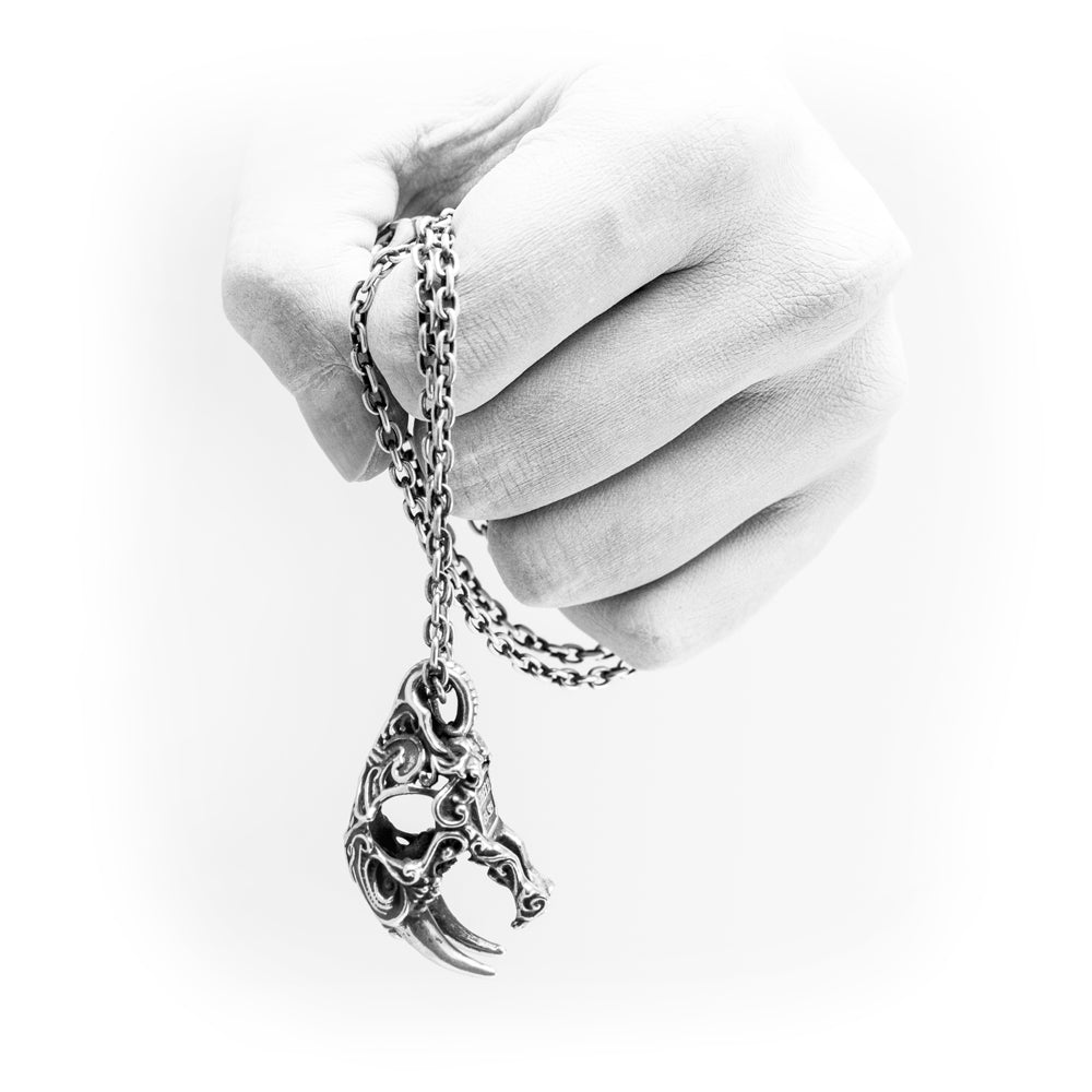 Art Nouveau Sabertooth Skull Pendant