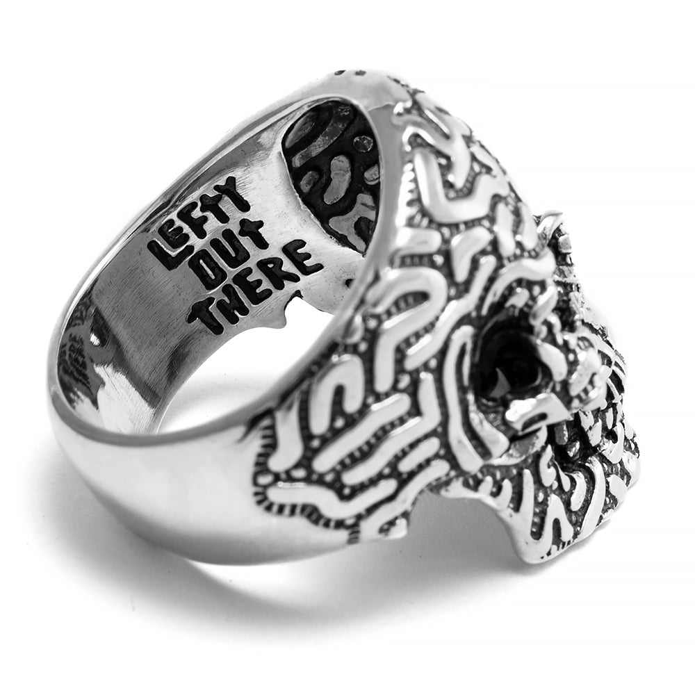 Lefty Squiggle Skull Ring