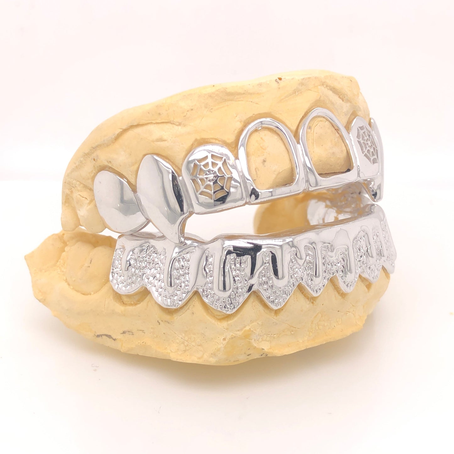 Custom Engraved Silver Frames Fang Grillz