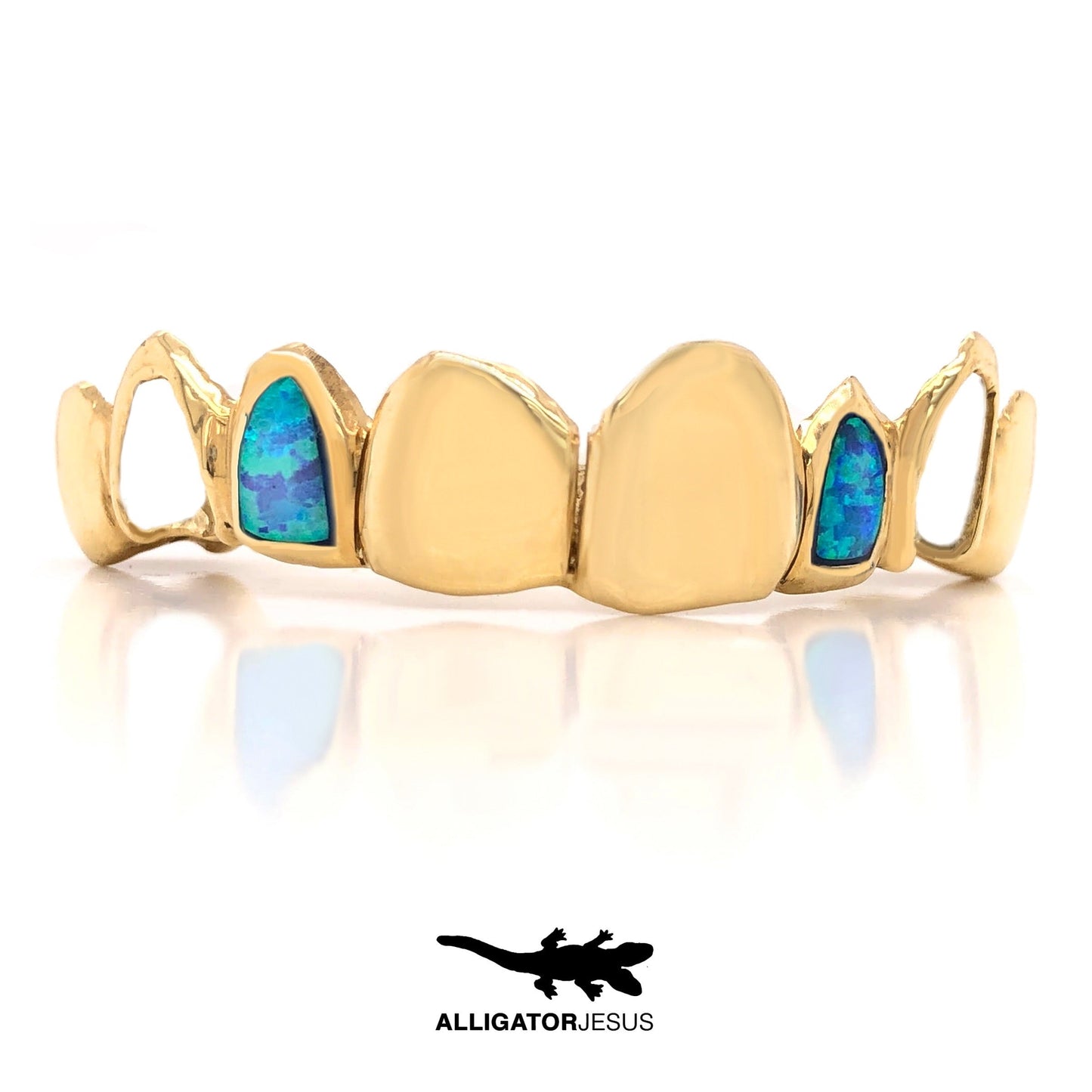 Blue Opal Grillz 14k Gold