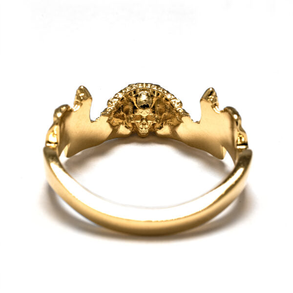 Goth King Skull Ring with 10k Gold Jaw